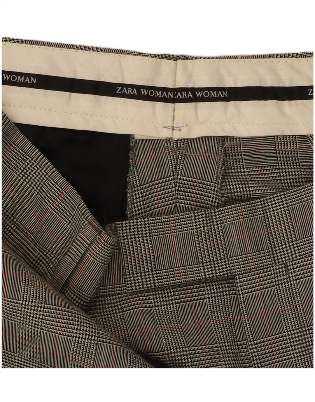 Zara Γυναικείο ίσιο παντελόνι W32 L31 Γκρι Houndstooth Classic