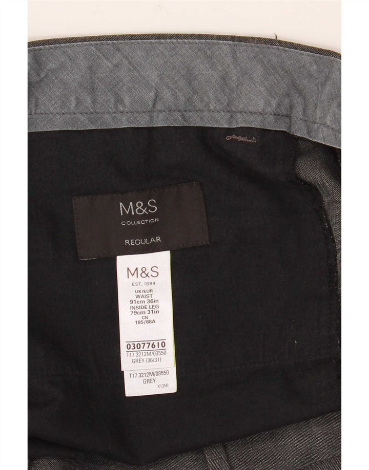 Marks & Spencer Ανδρικό κωνικό κανονικό παντελόνι W36 L31 Γκρι πολυεστέρας