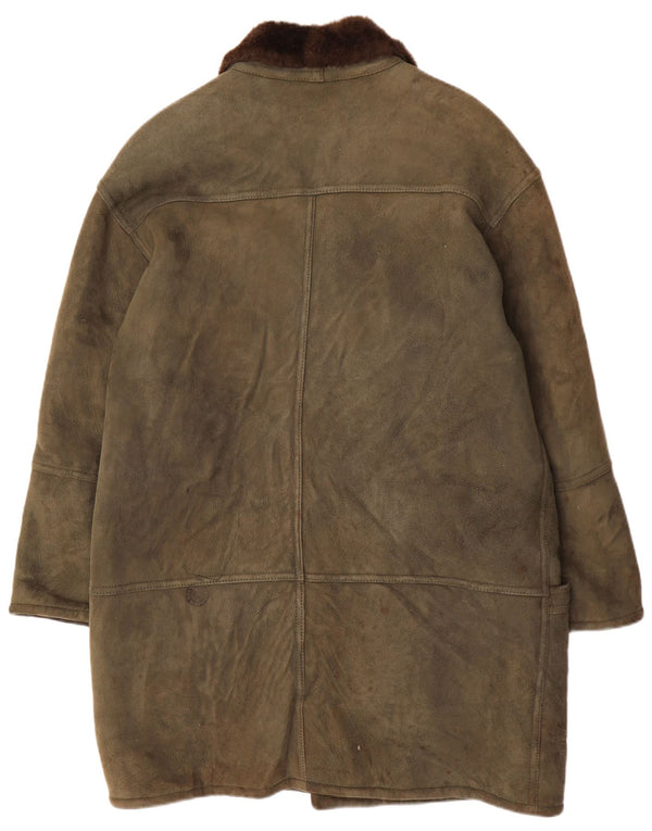 VINTAGE Ανδρικό παλτό Shearling Loose Fit UK 36 Small Khaki