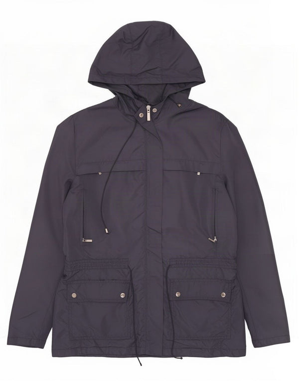 Zara Γυναικείο μπουφάν Parka με κουκούλα UK 14 Medium Navy Blue Nylon