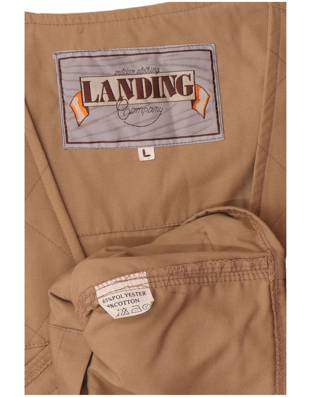 VINTAGE Mens Utility Gilet UK 40 Large Beige Polyester