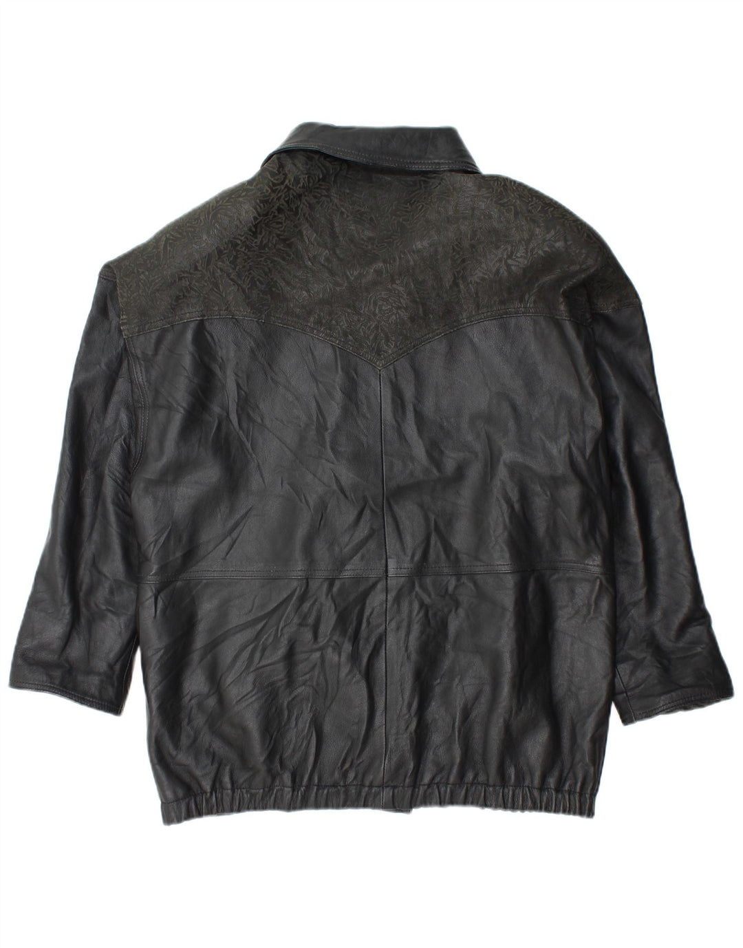 YUPPIE Γυναικείο Oversized Δερμάτινο Μπουφάν UK 18 XL Μαύρο Floral