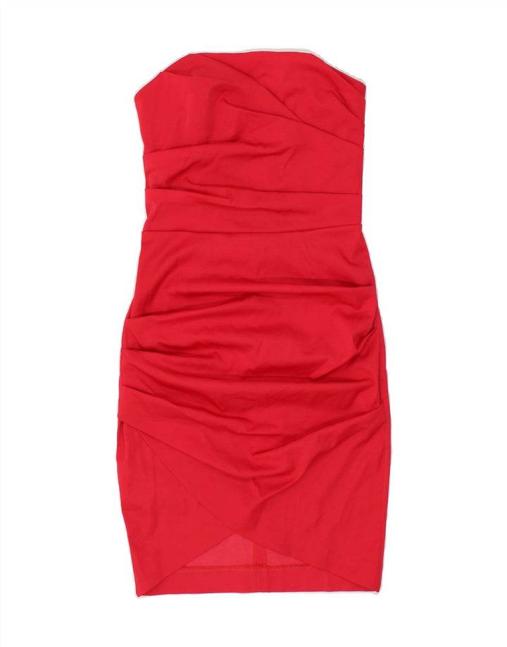SPORTSTAFF Womens Strapless Dress UK 8 Small Red Polyester Vintage Sportstaff and Second-Hand Sportstaff from Messina Hembry 