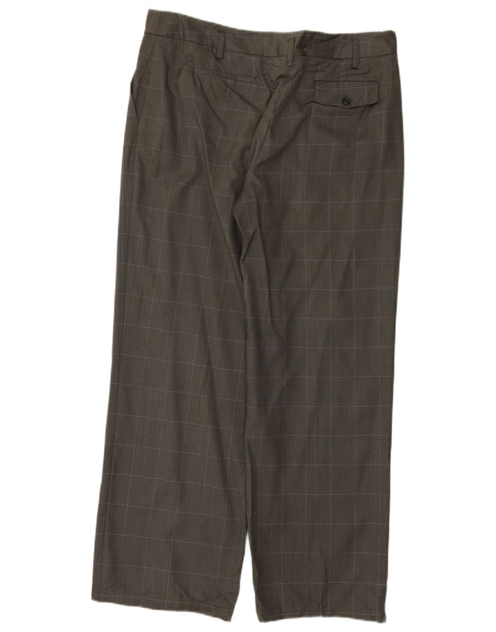 Γυναικείο ίσιο παντελόνι Calvin Klein US 14 XL W36 L30 Grey Check Wool