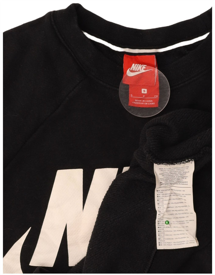 Γυναικεία NIKE Crop Oversized γραφική φούτερ Jumper UK 10 Small Black