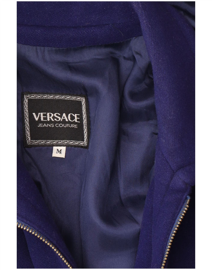 VERSACE Ανδρικό παλτό Duffle με κουκούλα UK 38 Medium Blue Wool Designer