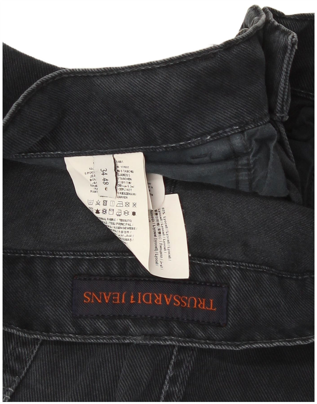 Ανδρικό τζιν Trussardi Straight IT 48 Medium W34 L30 Μαύρο βαμβακερό