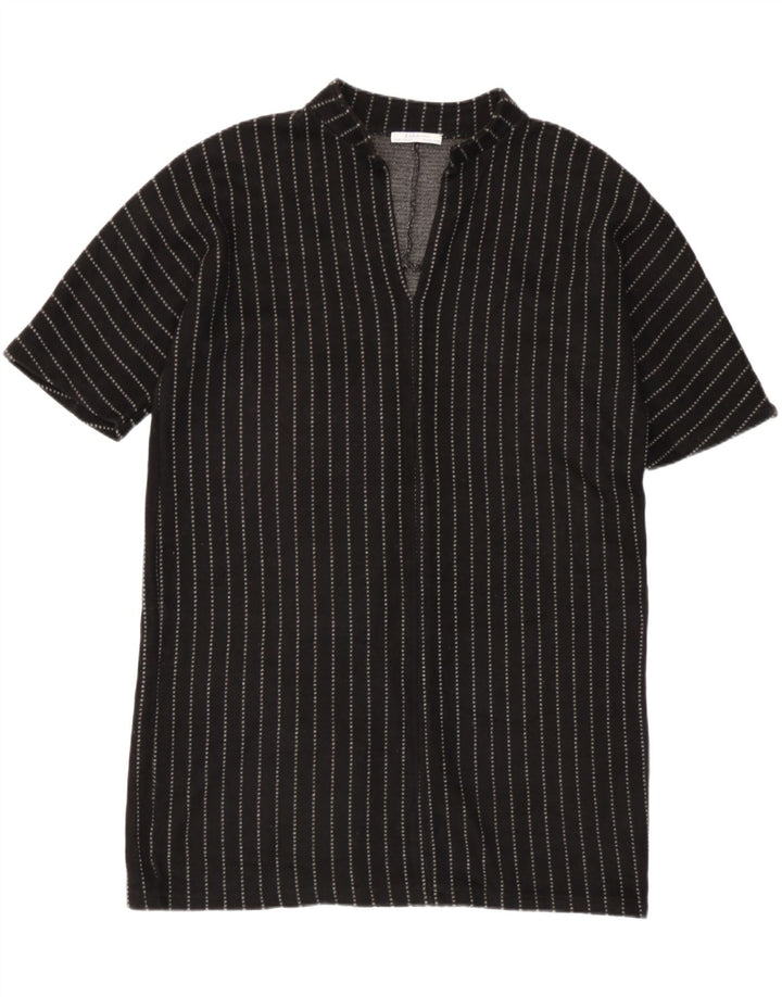 Zara Γυναικείο Oversized Shift φόρεμα UK 14 Medium μαύρο ριγέ ακρυλικό