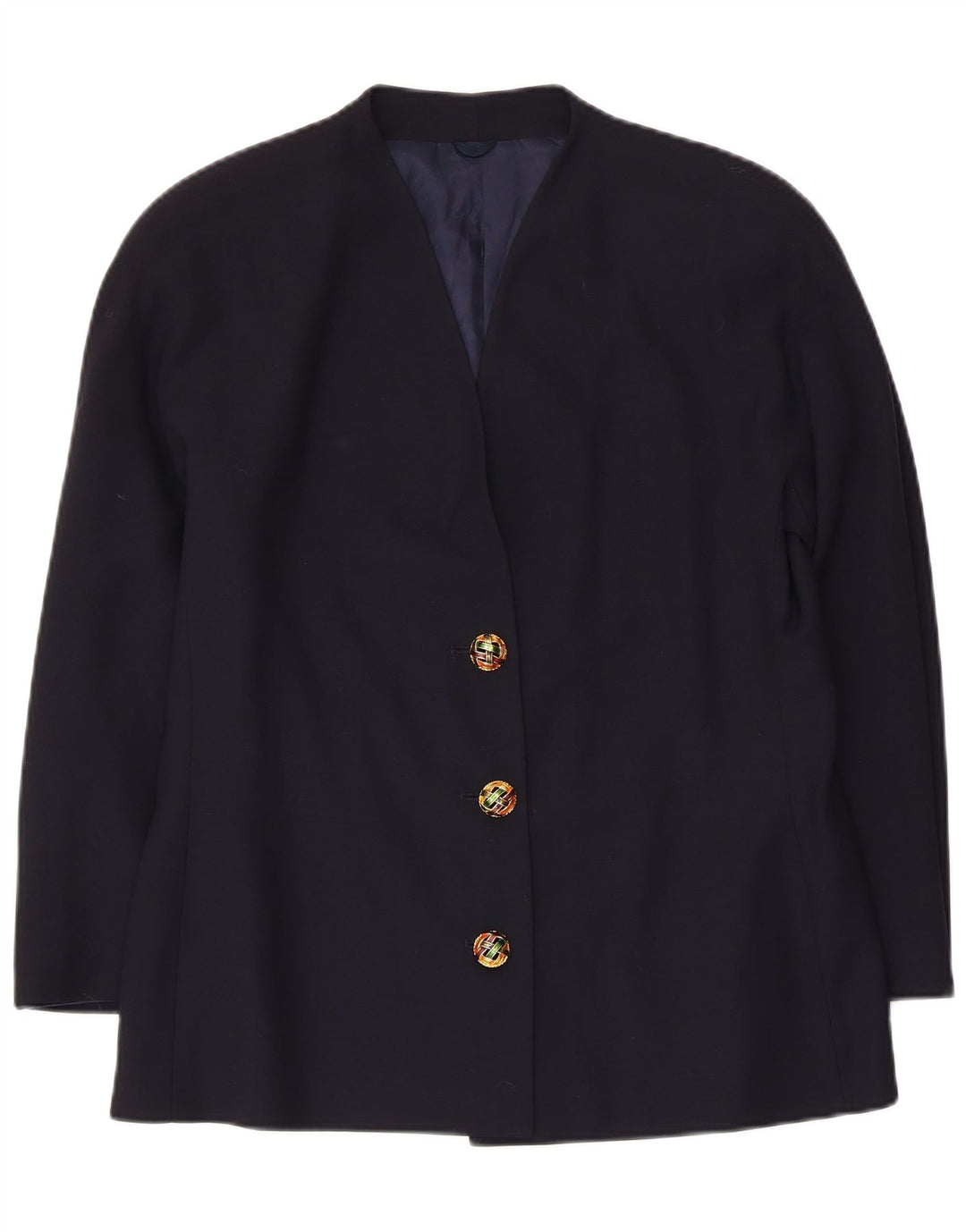 Vintage γυναικείο σακάκι με 3 κουμπιά σακάκι IT 48 XL Navy Blue παρθένο μαλλί