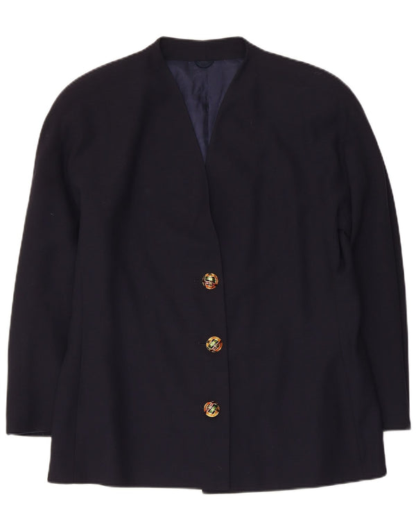 Vintage γυναικείο σακάκι με 3 κουμπιά σακάκι IT 48 XL Navy Blue παρθένο μαλλί