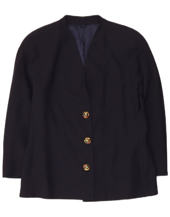 Vintage γυναικείο σακάκι με 3 κουμπιά σακάκι IT 48 XL Navy Blue παρθένο μαλλί