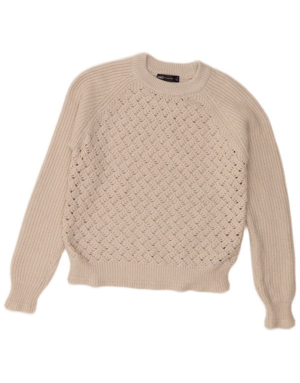 Marks & Spencer Γυναικείο πουλόβερ Loose Fit Crew Neck Jumper UK 6 XS Off White