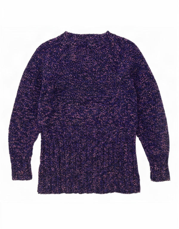Vintage γυναικείο πουλόβερ με λαιμό χελώνα UK 12 Medium Purple Flecked