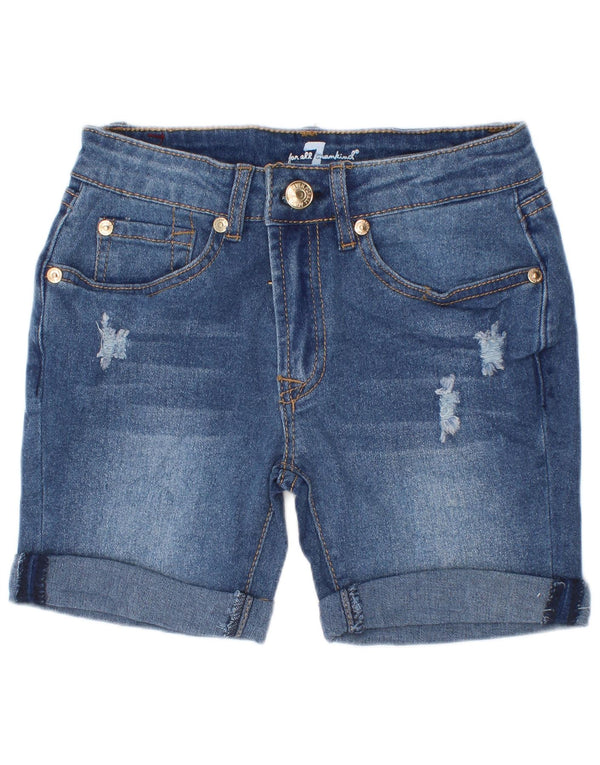 7 For All Mankind Boys Distressed τζιν σορτς 9-10 ετών W22 Μπλε βαμβακερό