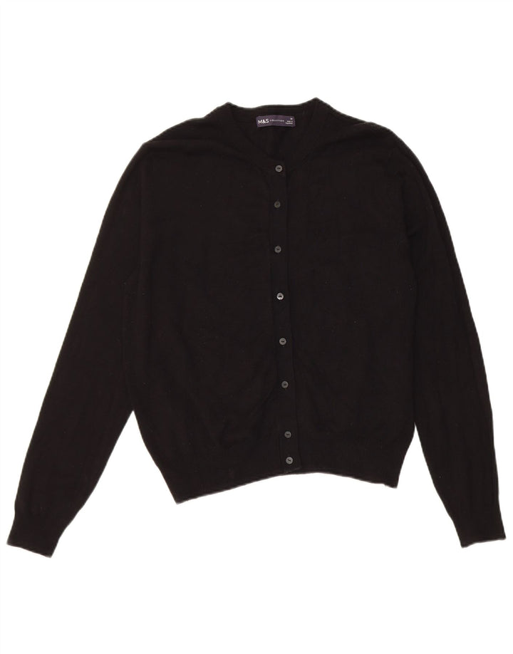 Marks & Spencer Γυναικείο πουλόβερ Crop Cardigan UK 14 Medium Black Viscose