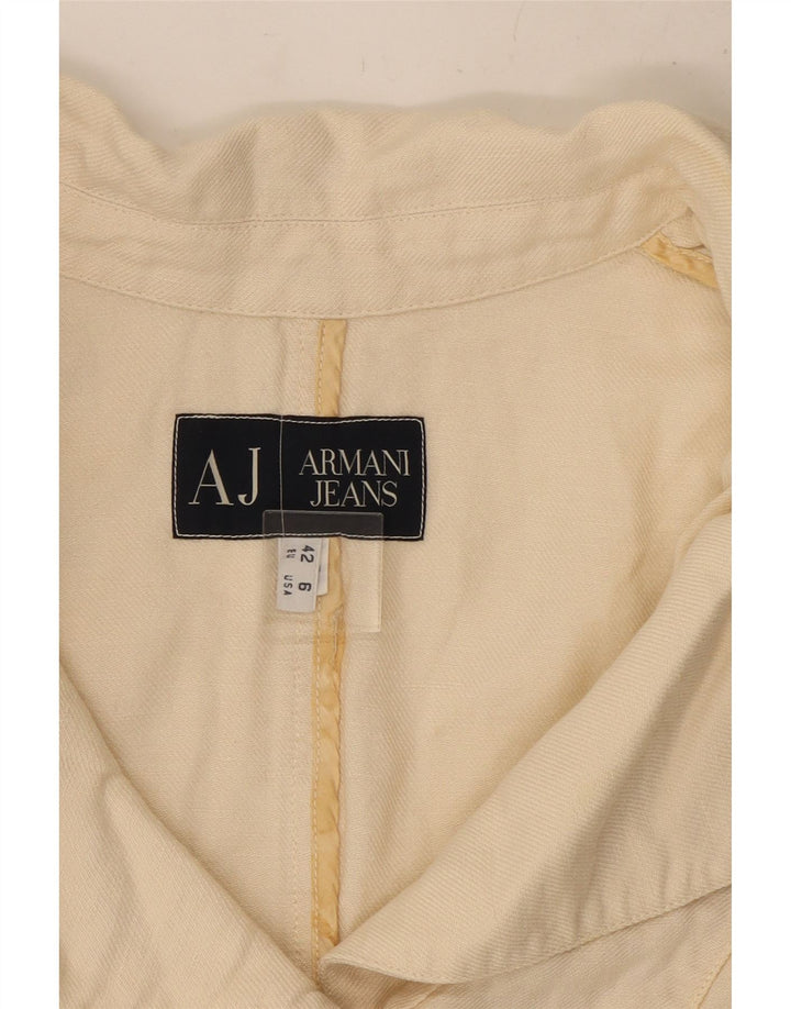 ARMANI JEANS Γυναικείο Μπουφάν Μπλέιζερ Crop 3 Κουμπιών US 6 Medium Off White