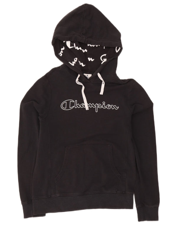 Champion Mens Graphic Hoodie Jumper Small Black