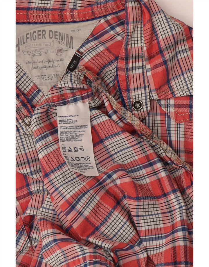Ανδρικό γραφικό πουκάμισο τζιν Hilfiger μεσαίο κόκκινο βαμβακερό