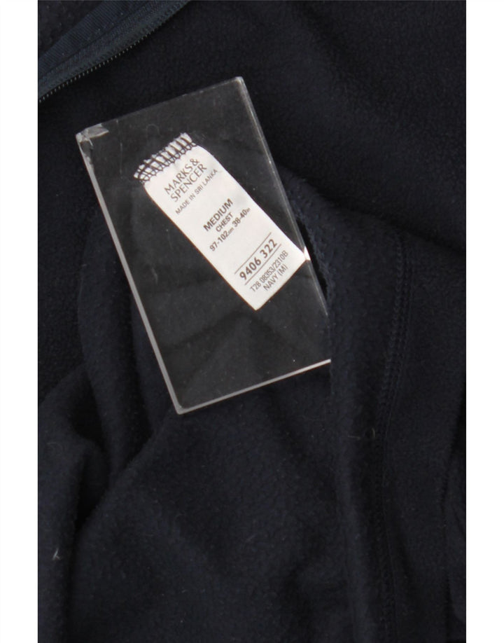 Marks & Spencer Ανδρικό φερμουάρ με λαιμόκοψη φλις άλτης μεσαίου μπλε πολυεστέρα