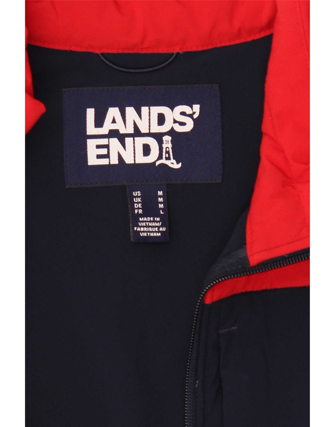 Lands End Ανδρικό μπουφάν με επένδυση UK 38 Medium Red Colorblock Πολυεστέρας