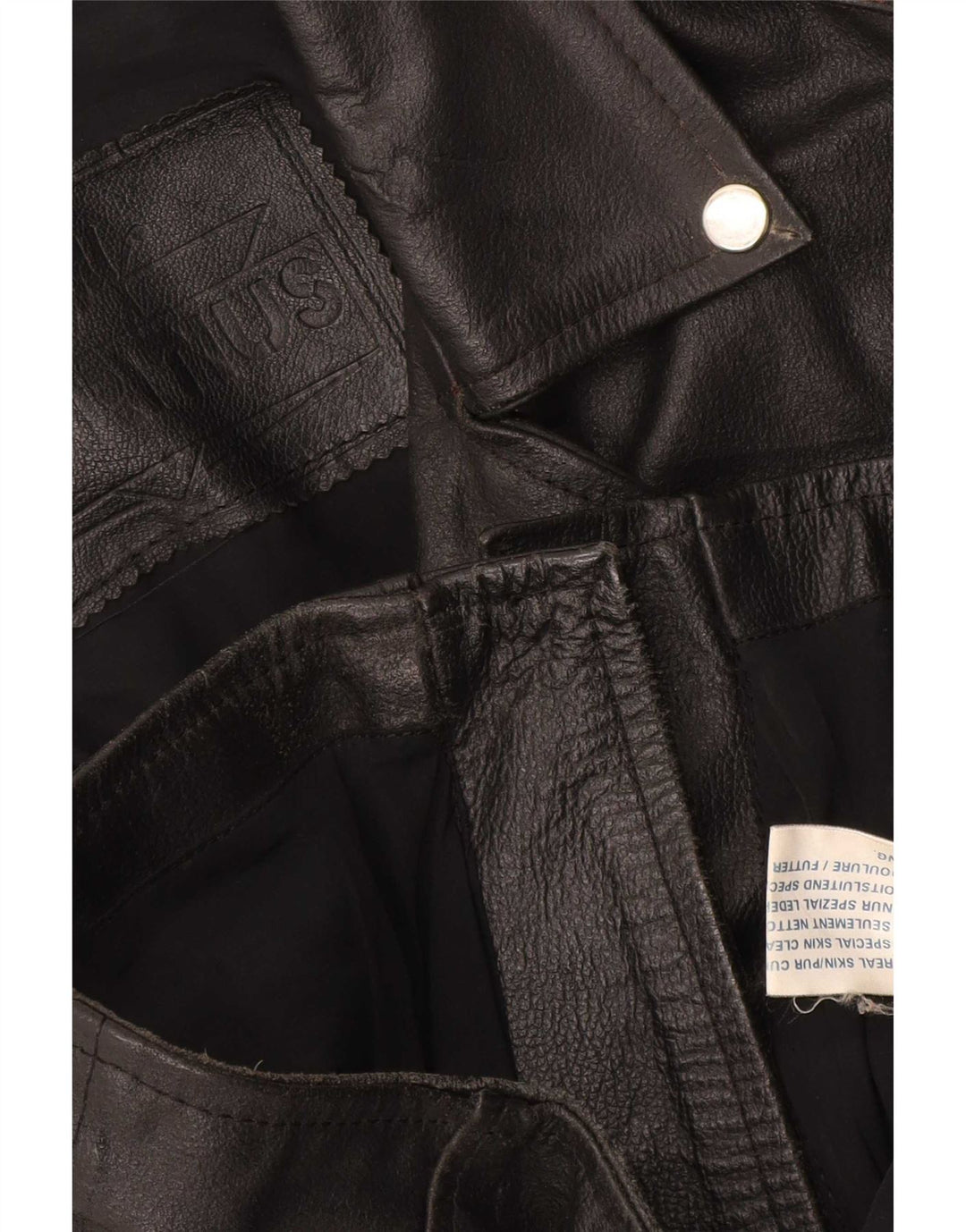 Vintage Γυναικείο Δερμάτινο Μπουφάν Biker UK 16 Large Μαύρο
