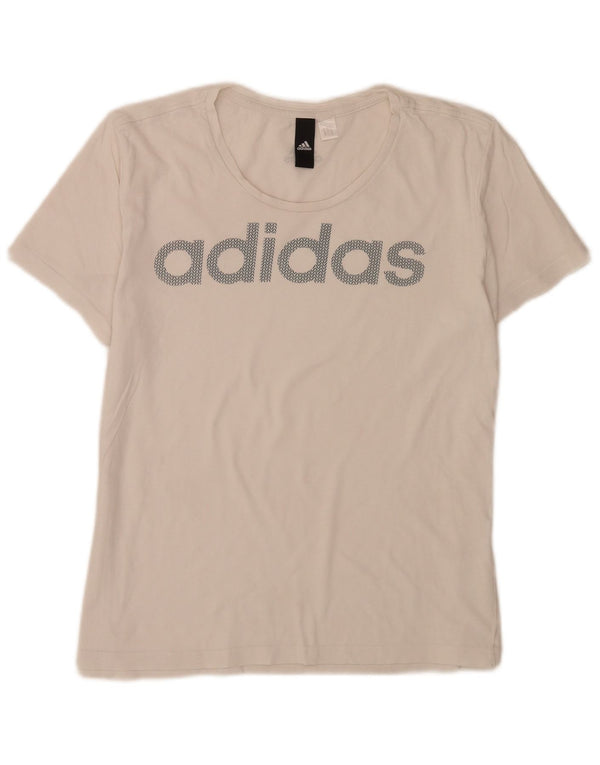 Γυναικείο κανονικό γραφικό μπλουζάκι Adidas Top UK 12 Medium White