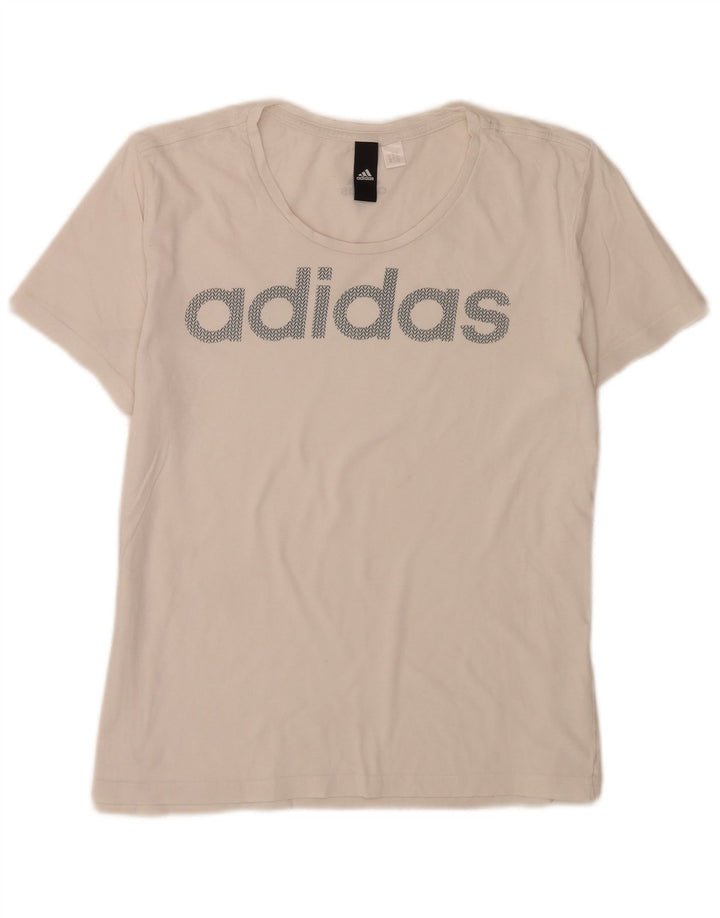 Γυναικείο κανονικό γραφικό μπλουζάκι Adidas Top UK 12 Medium White