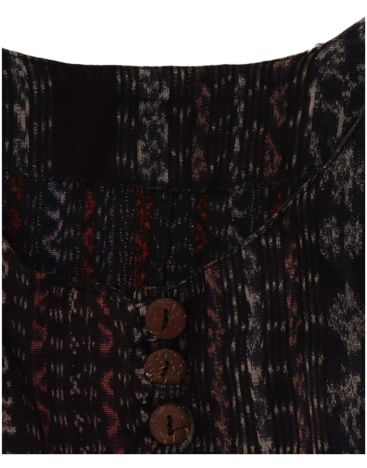 VINTAGE γυναικείο πουκάμισο 3/4 μανίκι μπλούζα UK 18 XL μαύρο ριγέ