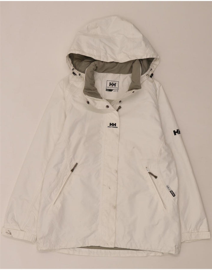 Helly Hansen Γυναικείο μπουφάν βροχής με κουκούλα UK 16 μεγάλος λευκός πολυεστέρας