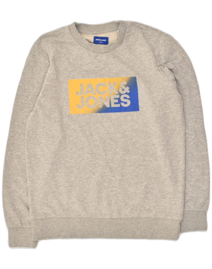 JACK & JONES Mens Graphic Sweatshirt Jumper Large Grey Cotton | Vintage Jack & Jones | Thrift | Second-Hand Jack & Jones | Used Clothing | Messina Hembry 