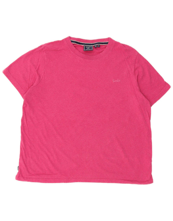 Superdry Womens T-Shirt Top UK 14 Large Pink Cotton