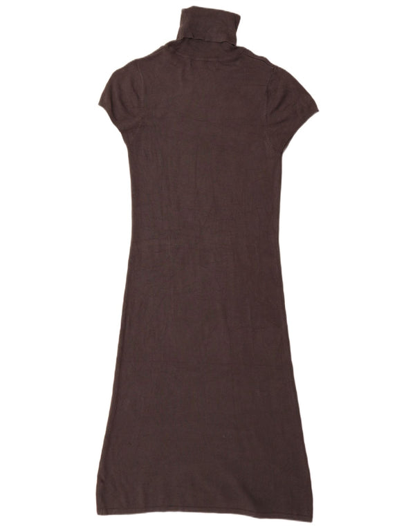 Zara γυναικείο ρολό φόρεμα με κοντό μανίκι UK 14 Medium Grey Rayon
