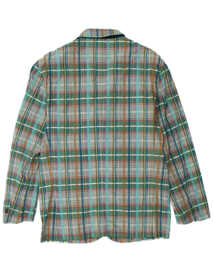 Vintage Ανδρικό Σακάκι Μπλέιζερ με 3 Κουμπιά IT 48 Μεσαίο Πράσινο Καρό Βαμβακερό