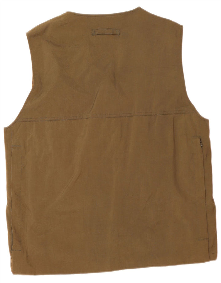 Vintage Mens Utility Gilet IT 50 Large Khaki Polyamide