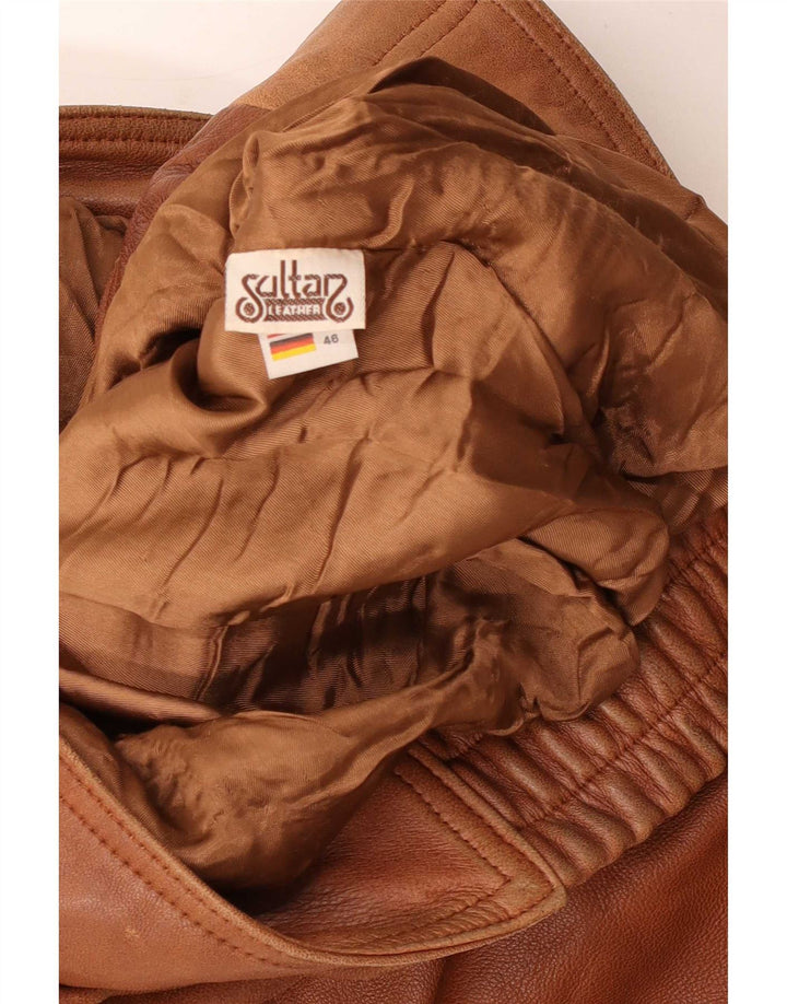 Vintage Ανδρικό Loose Fit Bomber Δερμάτινο μπουφάν EU 46 Small Brown
