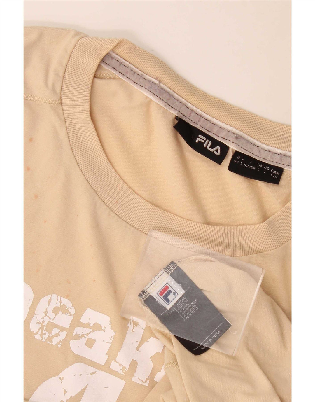 Ανδρικό γραφικό T-Shirt Fila Top μεγάλο μπεζ βαμβακερό