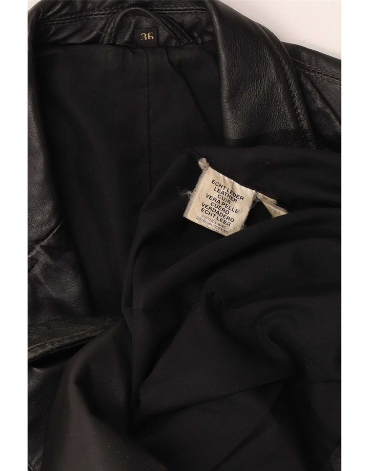 Vintage Γυναικείο Δερμάτινο Παλτό EU 36 Small Black Leather