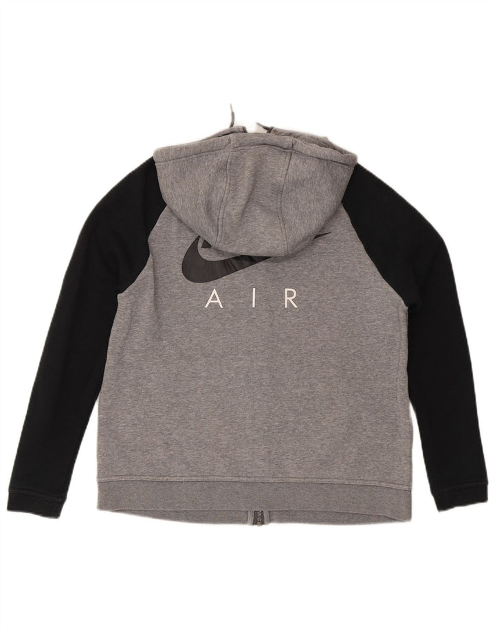NIKE Womens Oversized Zip Hoodie Sweater UK 10 Small Grey Colourblock