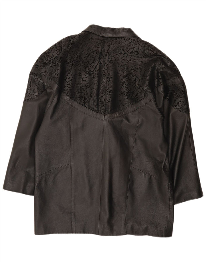 Vintage Γυναικείο Oversized Δερμάτινο Μπουφάν IT 48 2XL Μαύρο Δερμάτινο
