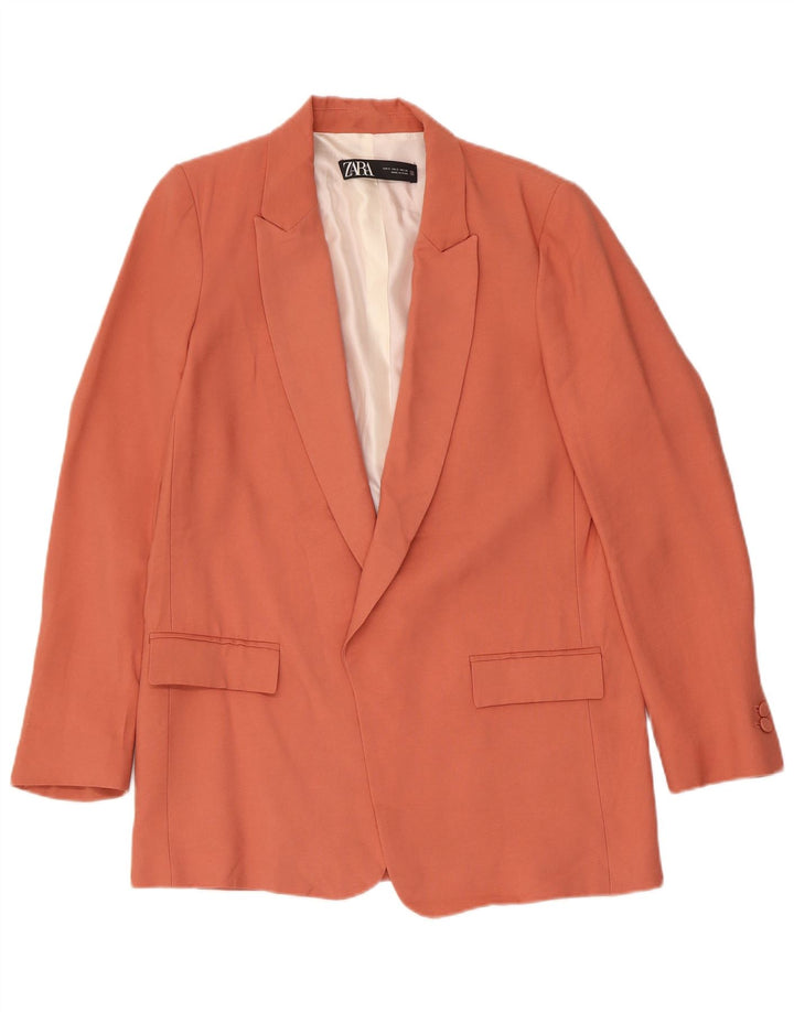 Zara Γυναικείο Open Blazer Jacket UK 10 Small Orange Acetate