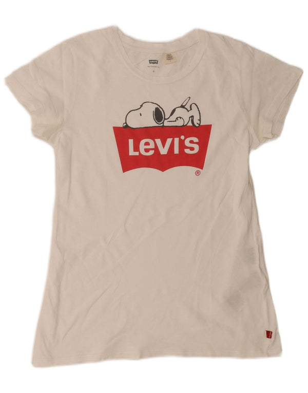Γυναικείο γραφικό μπλουζάκι Levi's Top UK 12 μεσαίο λευκό βαμβακερό