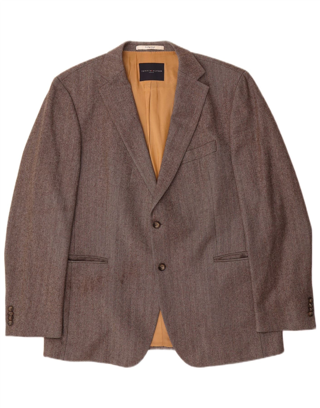 Tommy Hilfiger Ανδρικό σακάκι με 2 κουμπιά μπλέιζερ IT 56 3XL Γκρι μαλλί ψαροκόκαλο