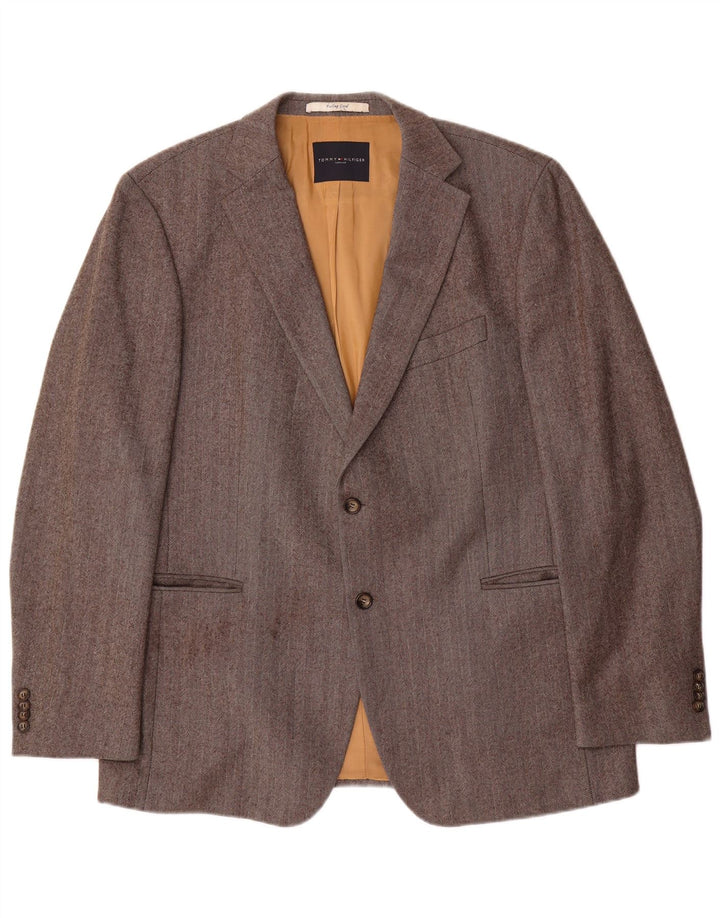 Tommy Hilfiger Ανδρικό σακάκι με 2 κουμπιά μπλέιζερ IT 56 3XL Γκρι μαλλί ψαροκόκαλο