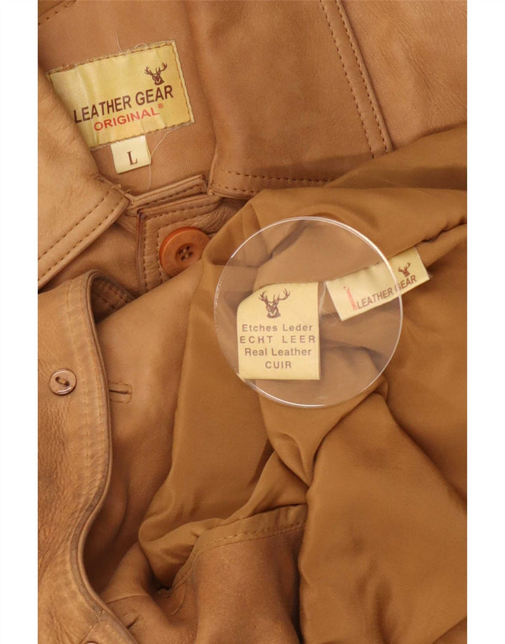 Vintage Ανδρικό Δερμάτινο Μπουφάν UK 40 Large Beige
