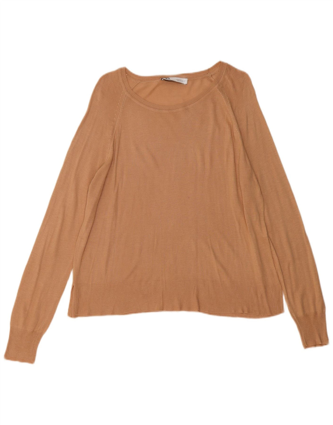 ZARA Γυναικείο πουλόβερ με λαιμόκαυστο UK 14 Medium Beige