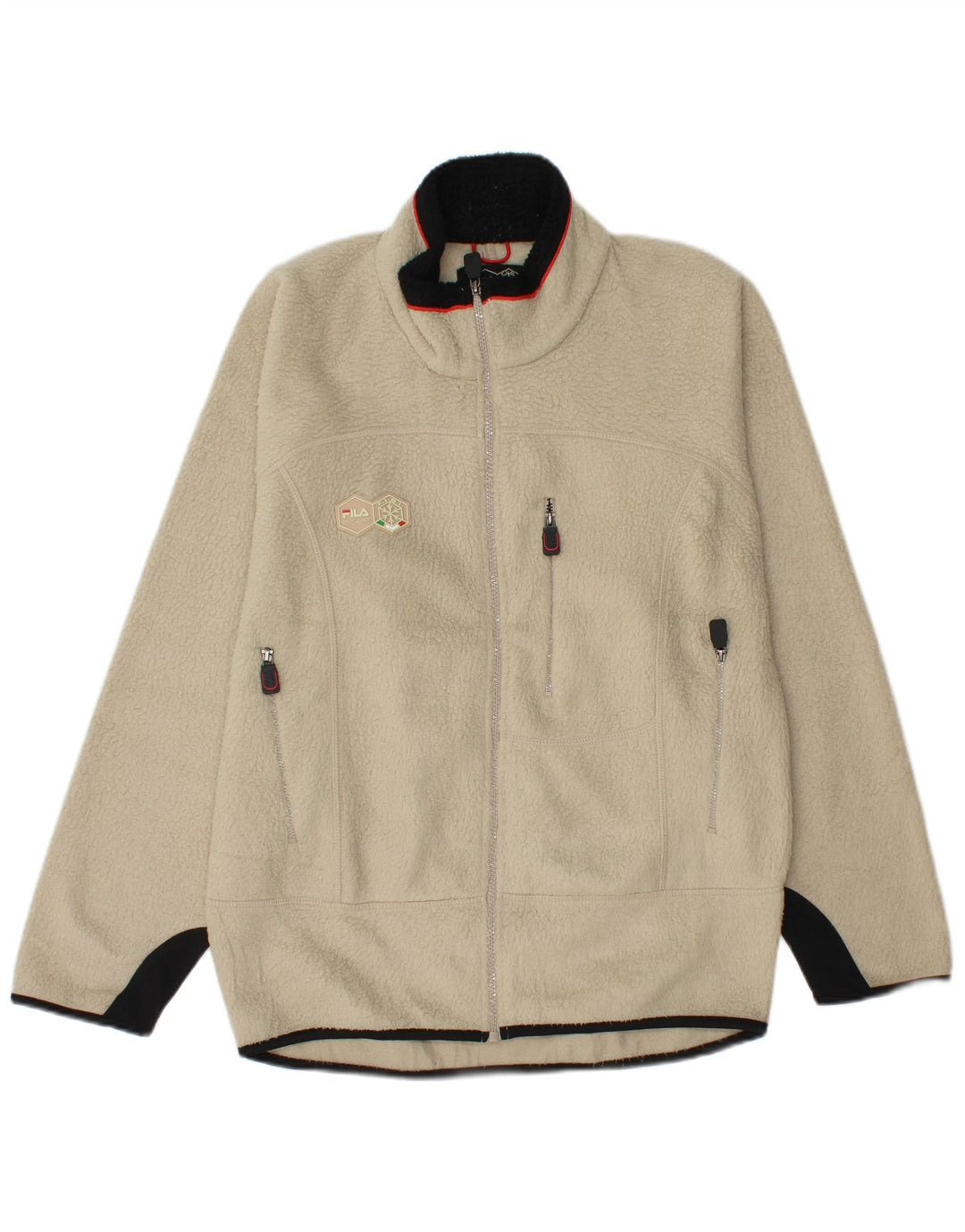 FILA Ανδρικό Fleece Jacket UK 36 Small Beige Colourblock Polyester