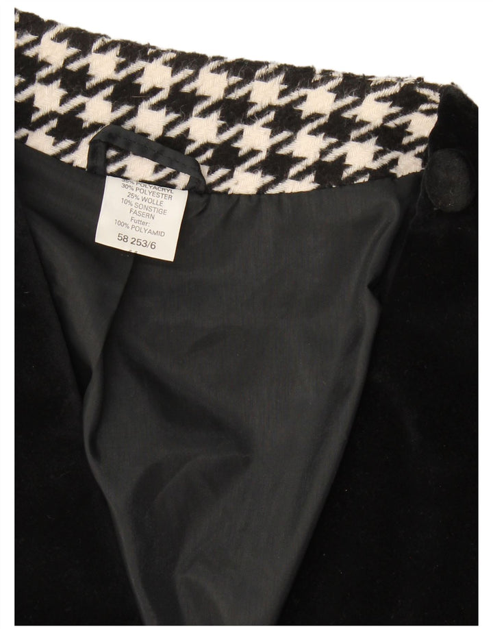 Vintage γυναικείο διπλό παλτό UK 20 2XL Μαύρο Houndstooth Πολυακρυλικό