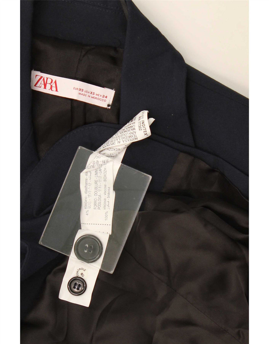 Zara Γυναικείο τζάκετ μπλέιζερ μεγάλου μεγέθους με 2 κουμπιά UK 6 XS Navy Blue Viscose