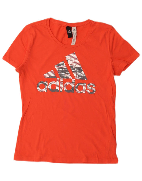 Γυναικείο γραφικό μπλουζάκι Adidas Top UK 8/10 Μικρό πορτοκαλί βαμβακερό