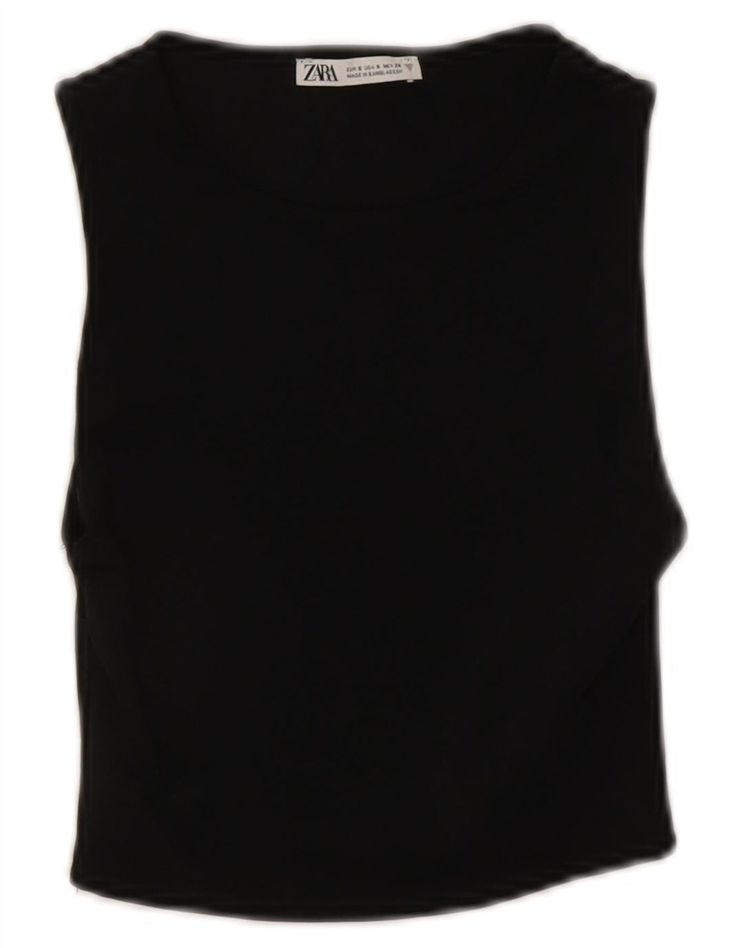 Zara Γυναικείο Αμάνικο Crop Top UK 8 Small Black Polyamide